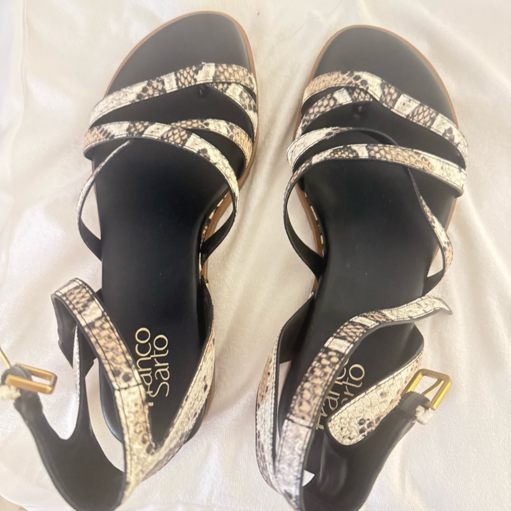 Franco Sarto Snakeskin and Black Sandals nwot.